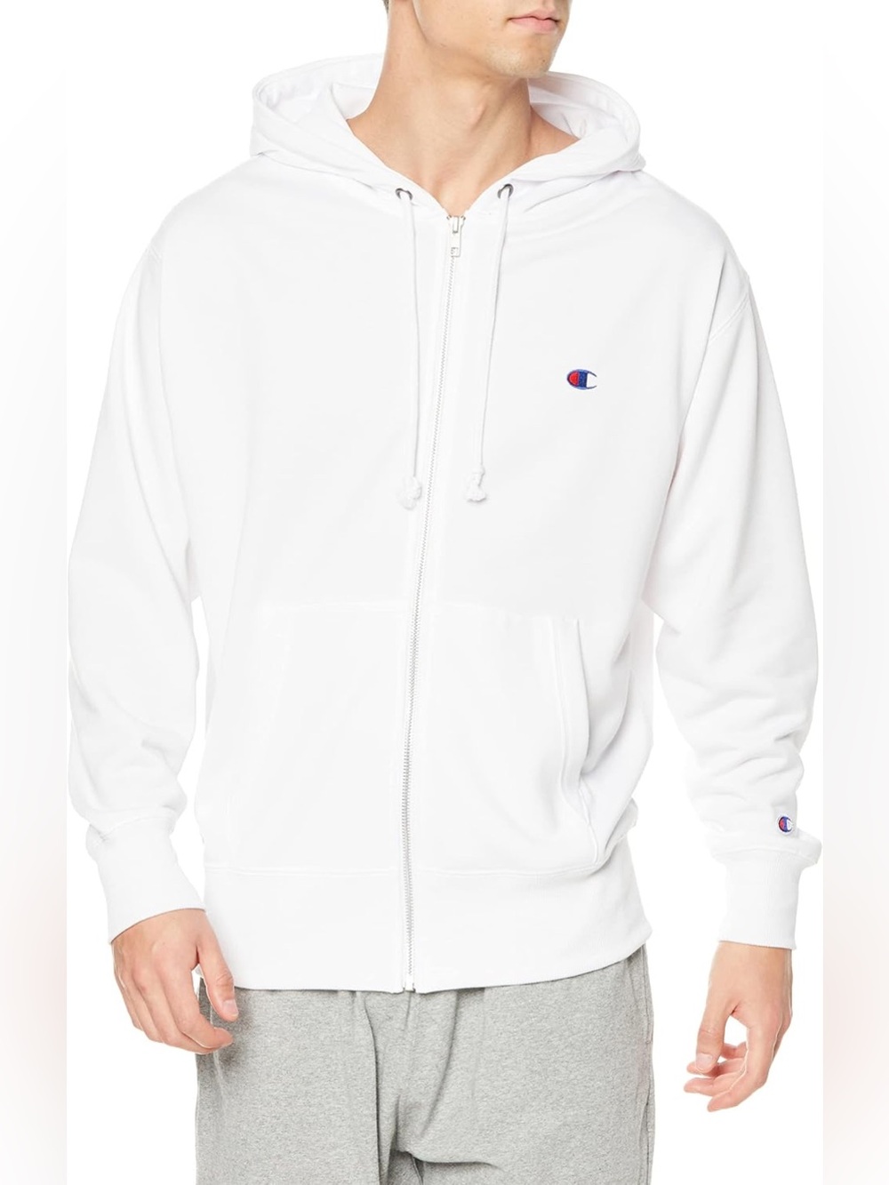 NWT Champion White Full‑Zip Hoodie Sweatshirt with Reverse Weave Size Medium